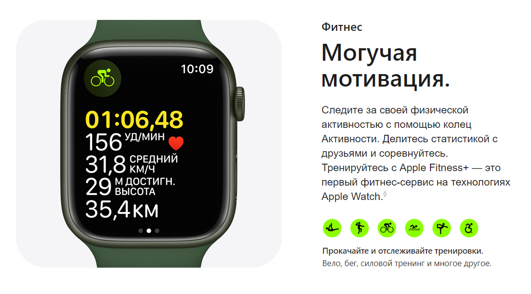 Apple Watch Series 7 41 мм Алюминий Зелёный MKN03RU-A в беларуси