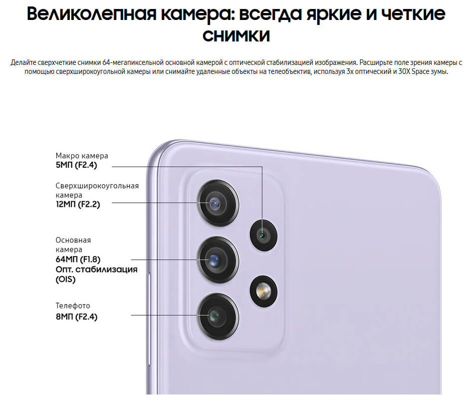 телефон Samsung Galaxy A72 8/256 GB Голубой
